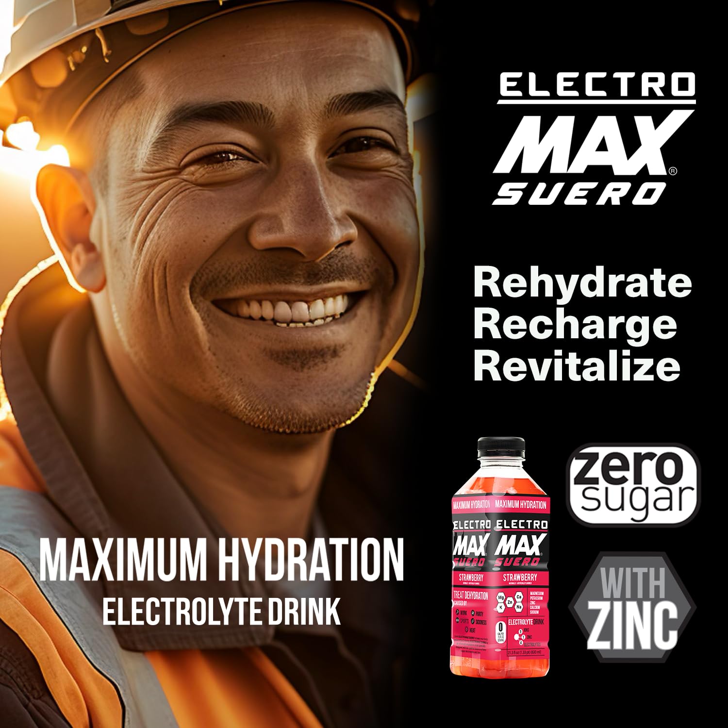 ELECTROMAX SUERO Zero Sugar Electrolyte Drink 12-Pack Mix 21.3 Fl Oz Each, Hydration for Sports Recovery Daily Use Magnesium Potassium Zinc Calcium Zero Calories