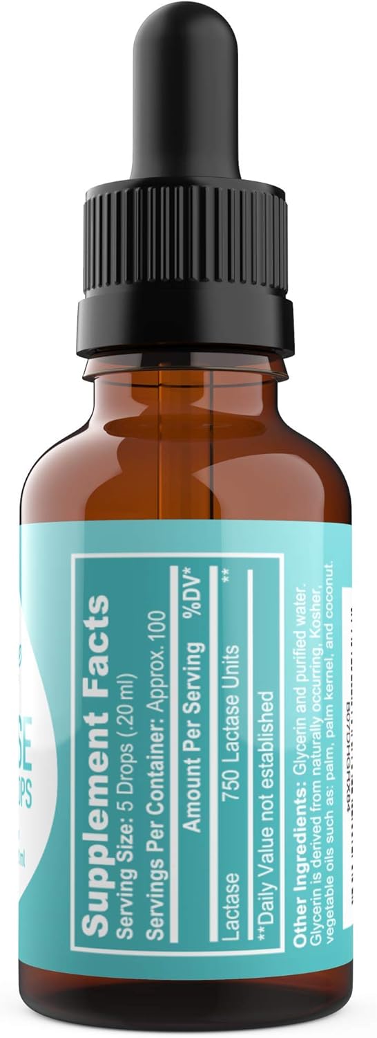 Elepure Lactase Drops - 100 Servings (20ml) for Lactose Intolerance - Pure Elements Enzyme