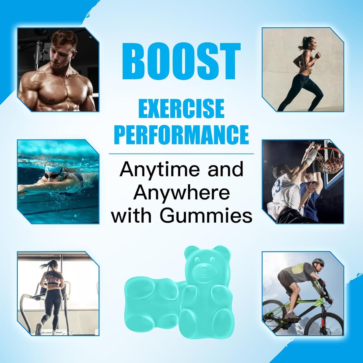 ElevateLife 5000mg Creatine Monohydrate Gummies for Muscle Strength, Energy Boost, Pre-Workout - Blueberry, 180ct