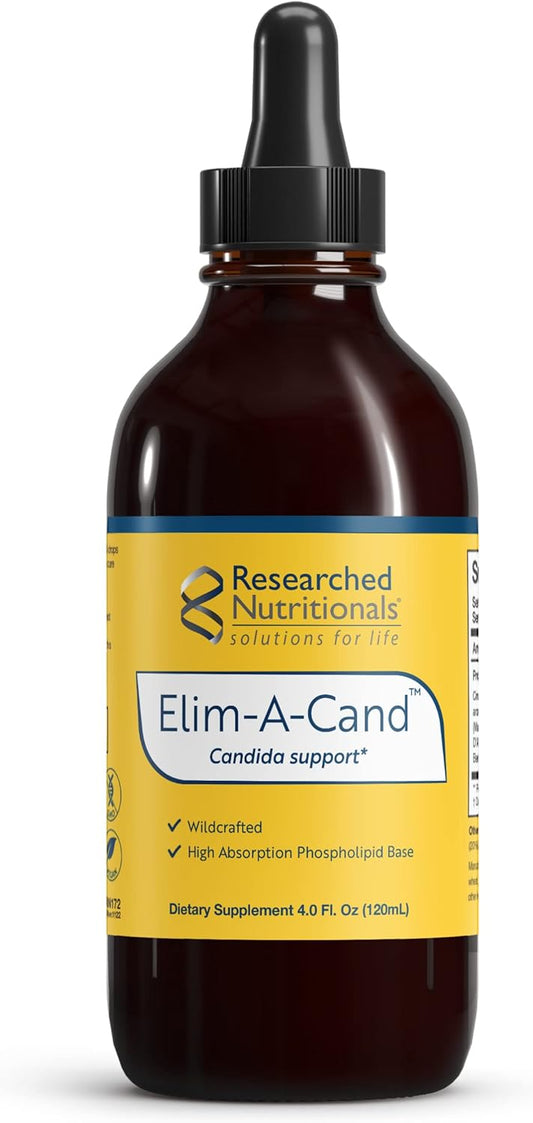 Elim-A-Cand Candida Support Tincture with Berberine, Slippery Elm, Cinnamon Bark, PAU D'Arco & Marshmallow Root - Gut Health Supplement - Herbal Detox Formula (4 Fl Oz)
