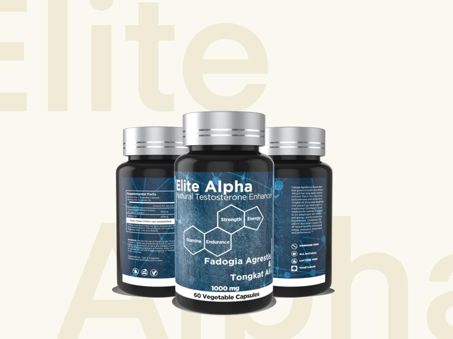 Elite Alpha Labs Fadogia Agrestis & Tongkat Ali Supplement - 1000mg Muscle Builder & Energy Support - 60 Capsules