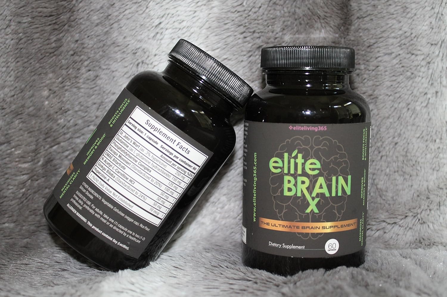 Elite BrainRx Cognitive Enhancer - All Natural Brain Supplement for Clarity, Memory, Mood, Focus & Intelligence - Scientifically Formulated Nootropic with Ginkgo Biloba - Elite Living 365