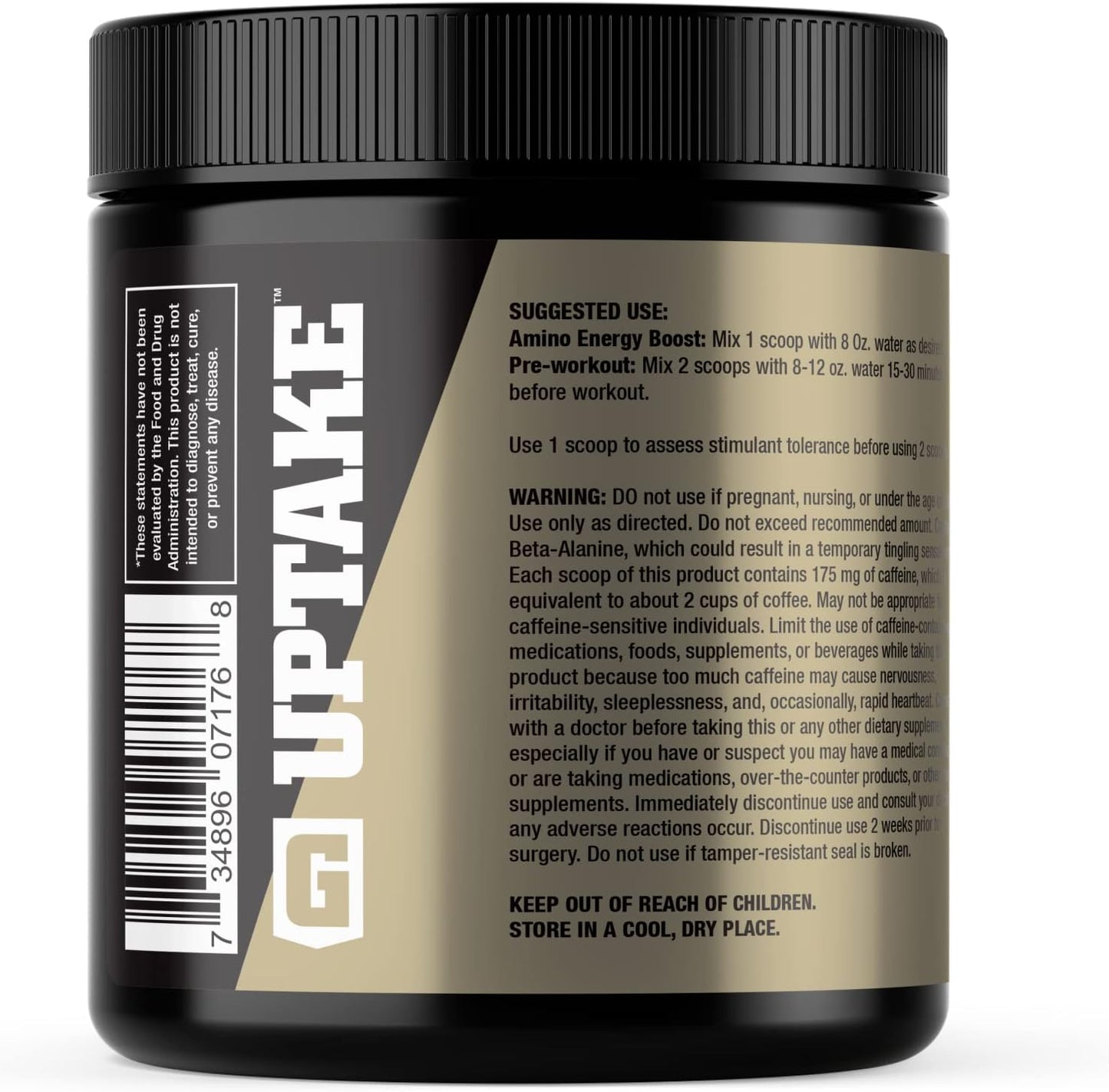 Elite Gold Amino Uptake Green Apple Supplement - Boost Energy & Muscle Recovery with Beta Alanine & L Citrulline - 30 Servings