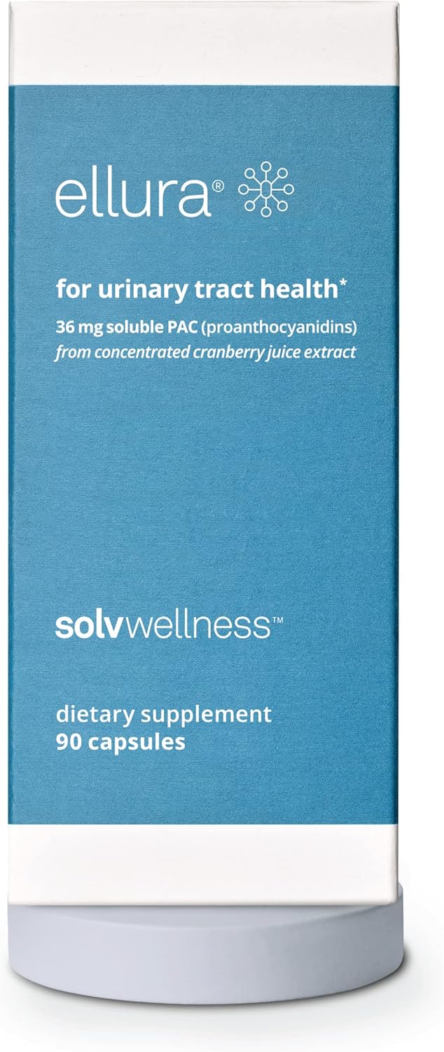ellura Solv Wellness Cranberry Supplement: Clinically Proven for UTI Prevention, 36mg PAC, 90 Capsules