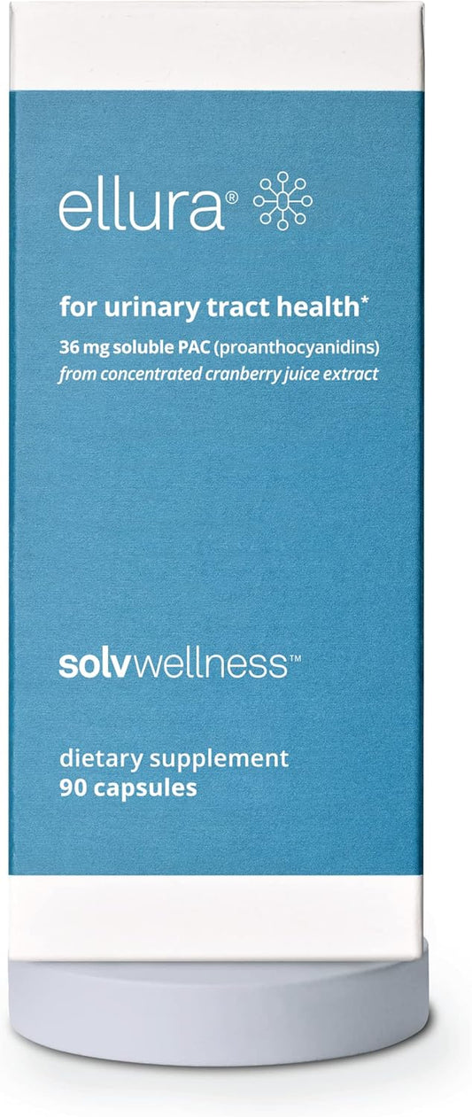 ellura Solv Wellness Cranberry Supplement: Clinically Proven for UTI Prevention, 36mg PAC, 90 Capsules