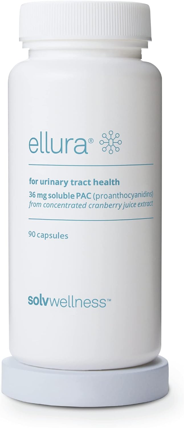 ellura Solv Wellness Cranberry Supplement: Clinically Proven for UTI Prevention, 36mg PAC, 90 Capsules