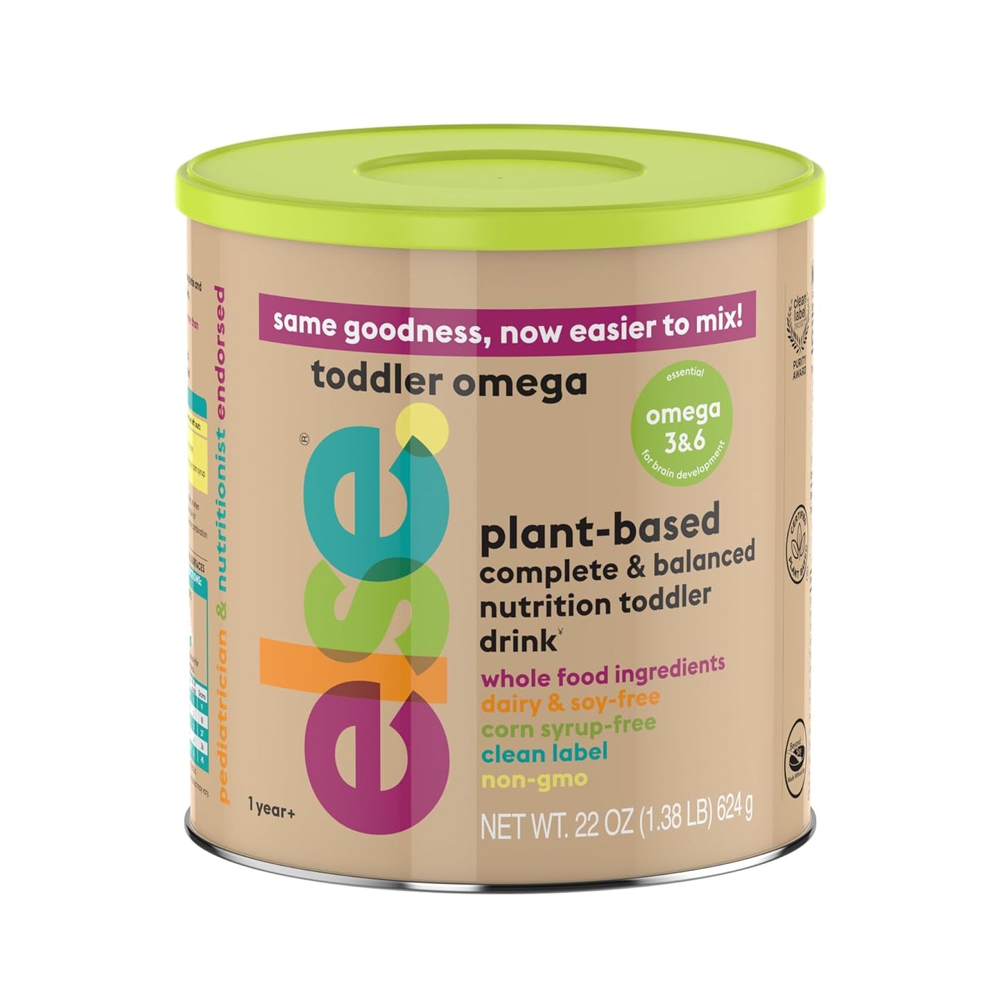 ELSE Nutrition Plant-Based Toddler Formula for Brain Development - Dairy-Free & Lactose-Free (22 oz, 1 Pack)