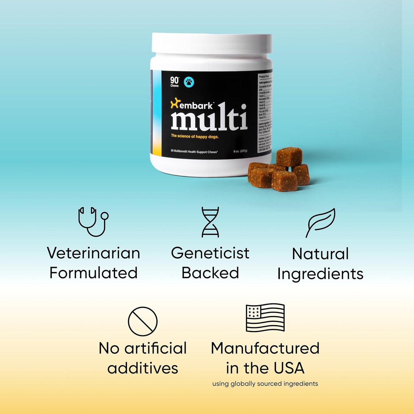 Embark Dog Multibenefit Soft Chews - All-in-One Supplement for Joint, Skin, Coat, Brain, and Immune Health - Vet-Formulated Natural Ingredients - 90 Chews