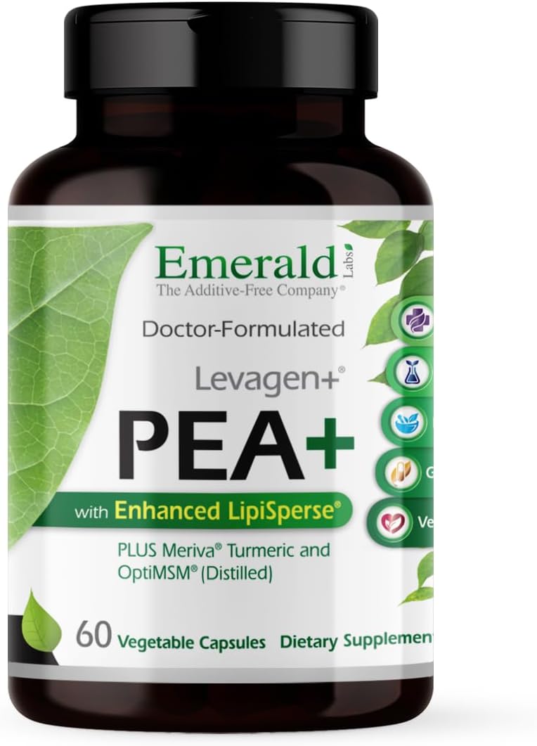EMERALD LABS Pea+ with Levagen+ for Joint & Muscle Health - Meriva Curcumin, OptiMSM & Levagen+ - Non-GMO, Vegan - 60 Capsules