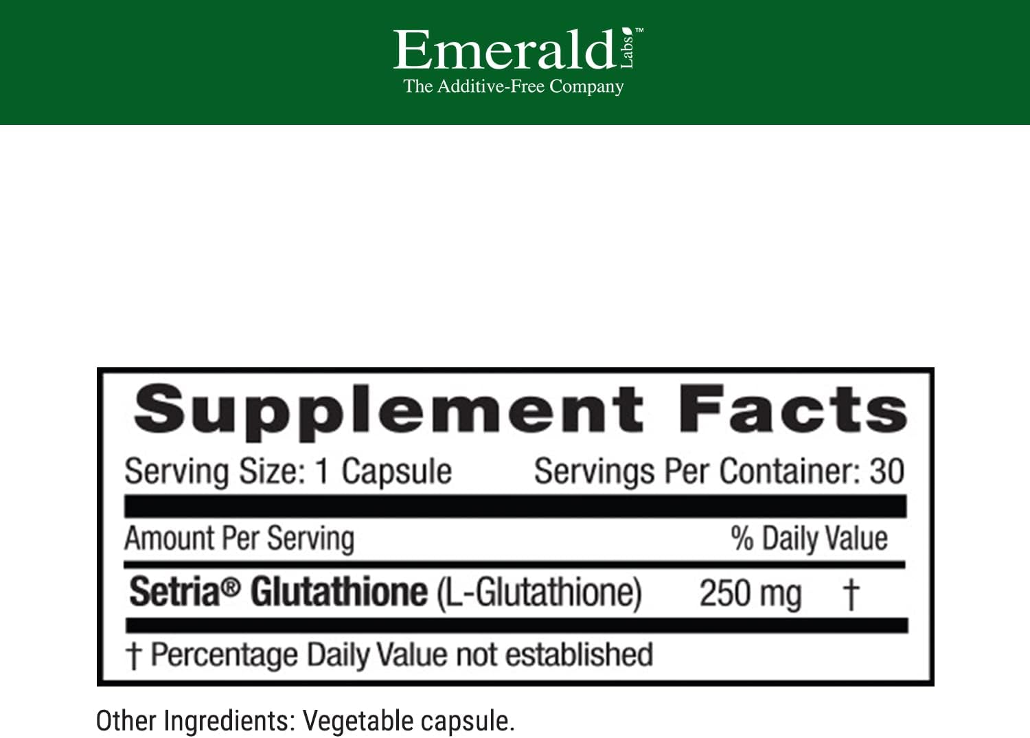 Emerald Labs Setria L-Glutathione Capsules - Supports Liver & Immune Health - Gluten-Free Supplement - 30 Vcaps