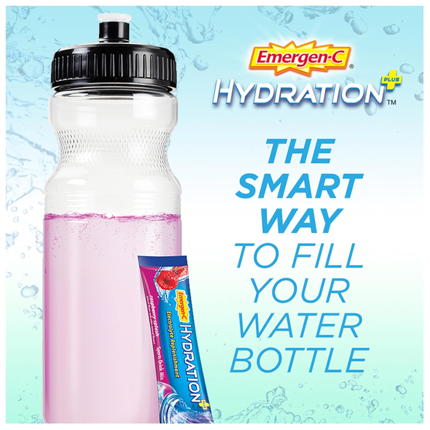 Emergen-C Hydration+ Sports Drink Mix, Raspberry Flavor, 18 Packets, Electrolyte Replenishment & Vitamin C