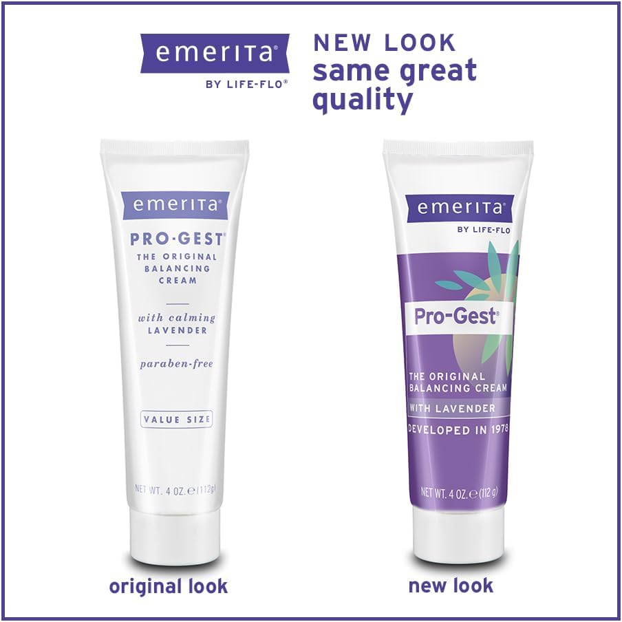 Emerita by Life-flo Pro-Gest Balancing Cream with Lavender - Natural Progesterone Cream for Women, USP Progesterone from Wild Yam, Lavender Oil, Paraben-Free, 60-Day Guarantee, 4oz