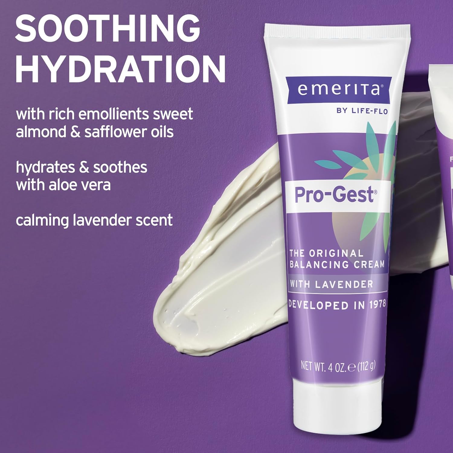 Emerita by Life-flo Pro-Gest Balancing Cream with Lavender - Natural Progesterone Cream for Women, USP Progesterone from Wild Yam, Lavender Oil, Paraben-Free, 60-Day Guarantee, 4oz