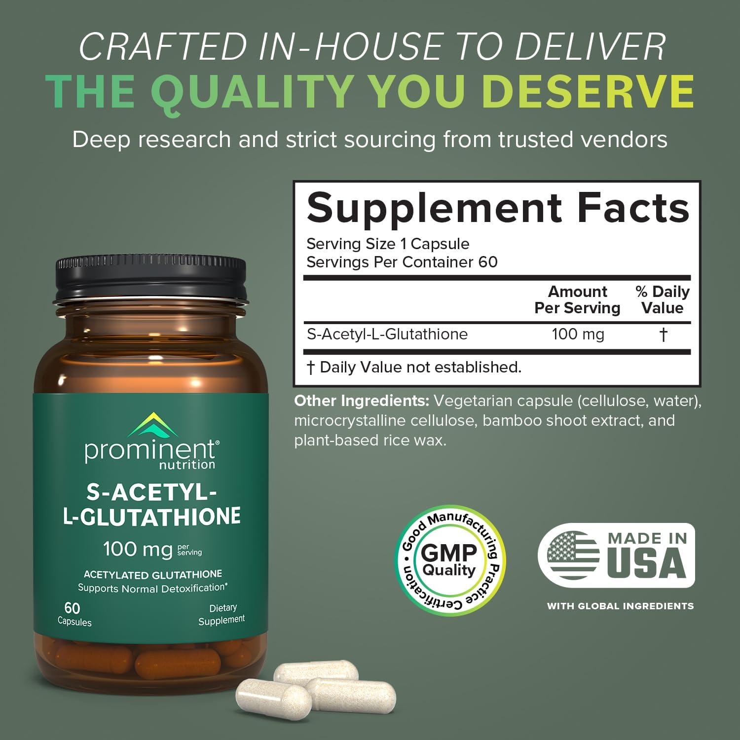 Emothion® Acetylated Glutathione Supplement for Liver Detox & Antioxidant Support - 60 Vegan Capsules