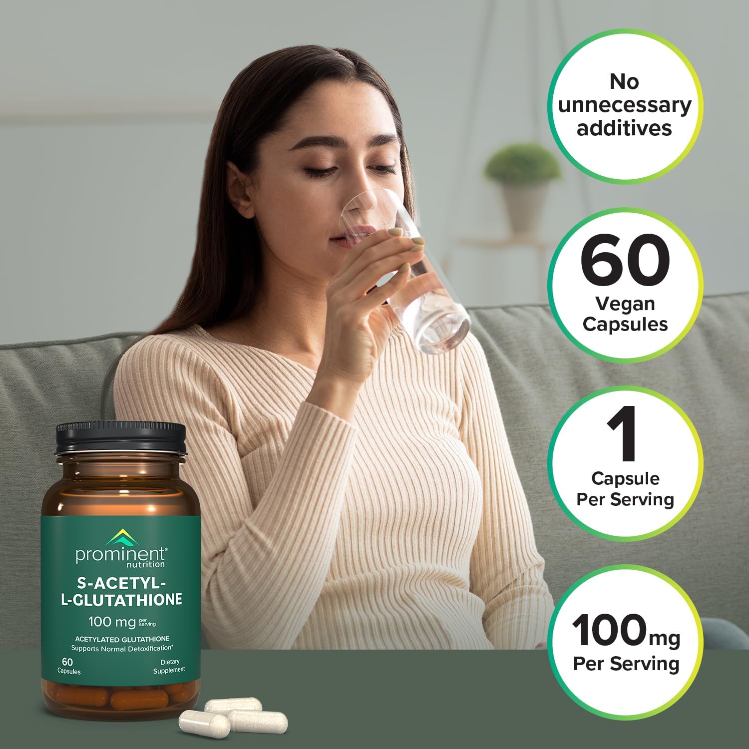 Emothion® Acetylated Glutathione Supplement for Liver Detox & Antioxidant Support - 60 Vegan Capsules