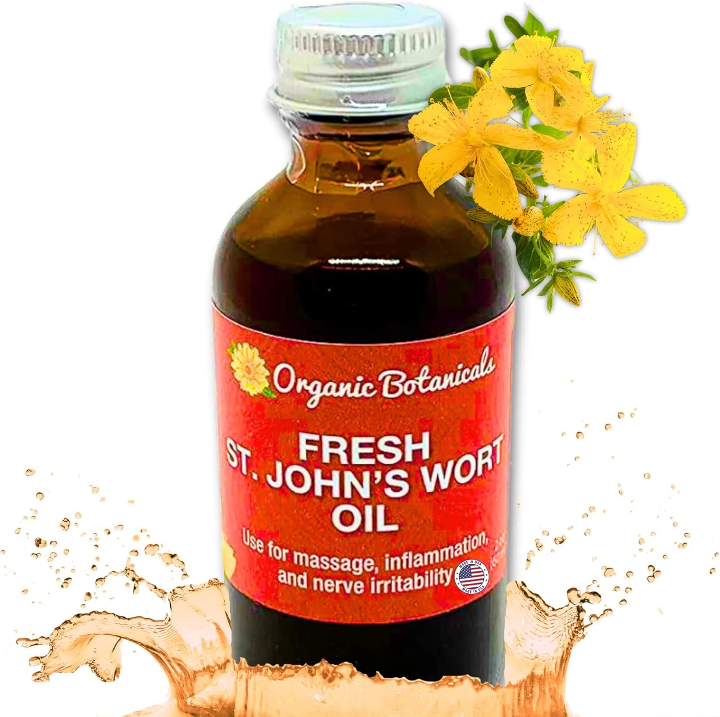 Em's Herbals St. John’s Wort Oil - Wild Harvested in USA for Nerve Discomfort, Skin Issues, Wound Care - 100% Natural Solution for Scars, Stretch Marks - Skin, Face, Body, Hair - 2 Oz