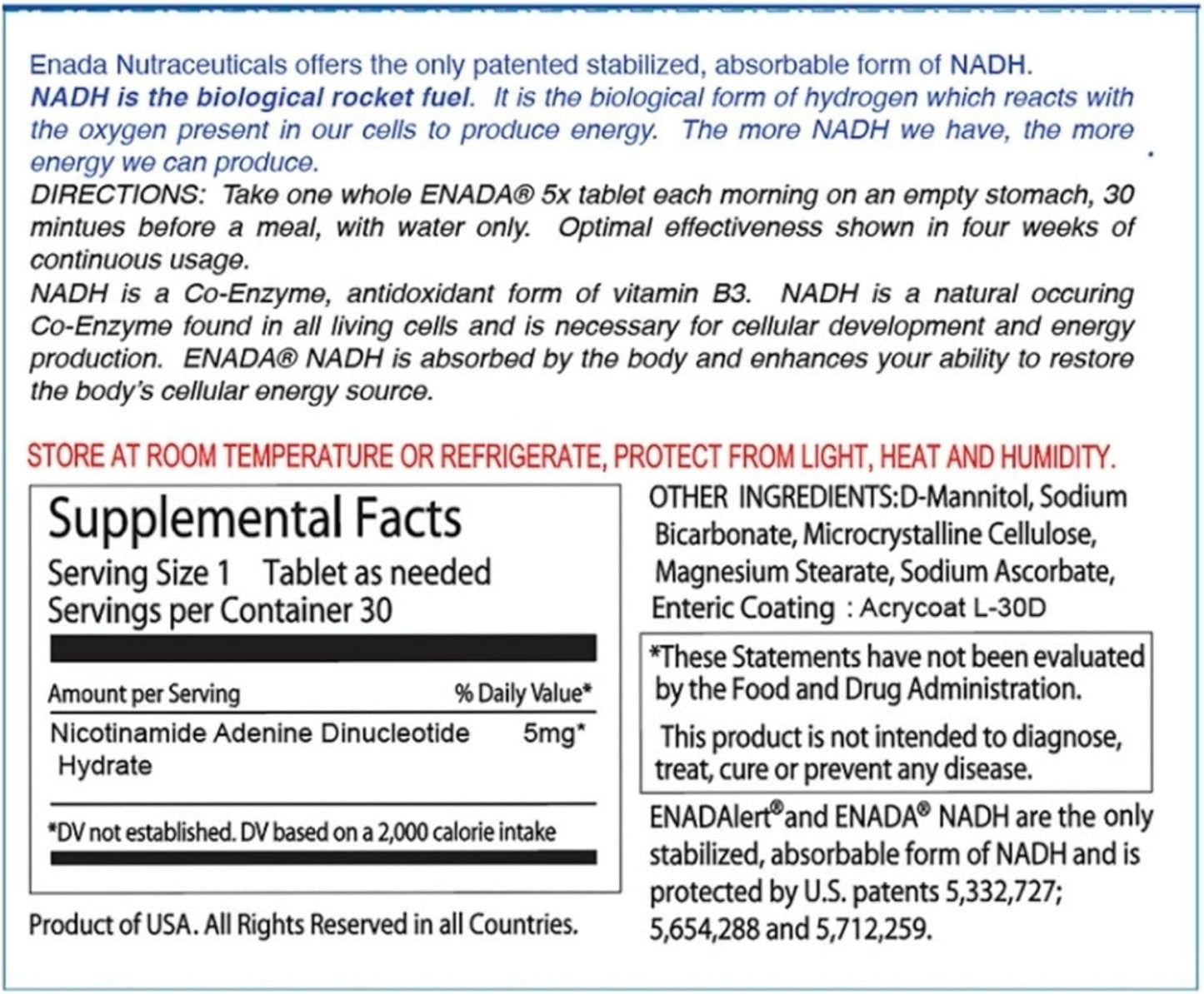 Enada NADH 5 mg - Prof Birkmayer Health Pro Supplement for Energy and Focus
