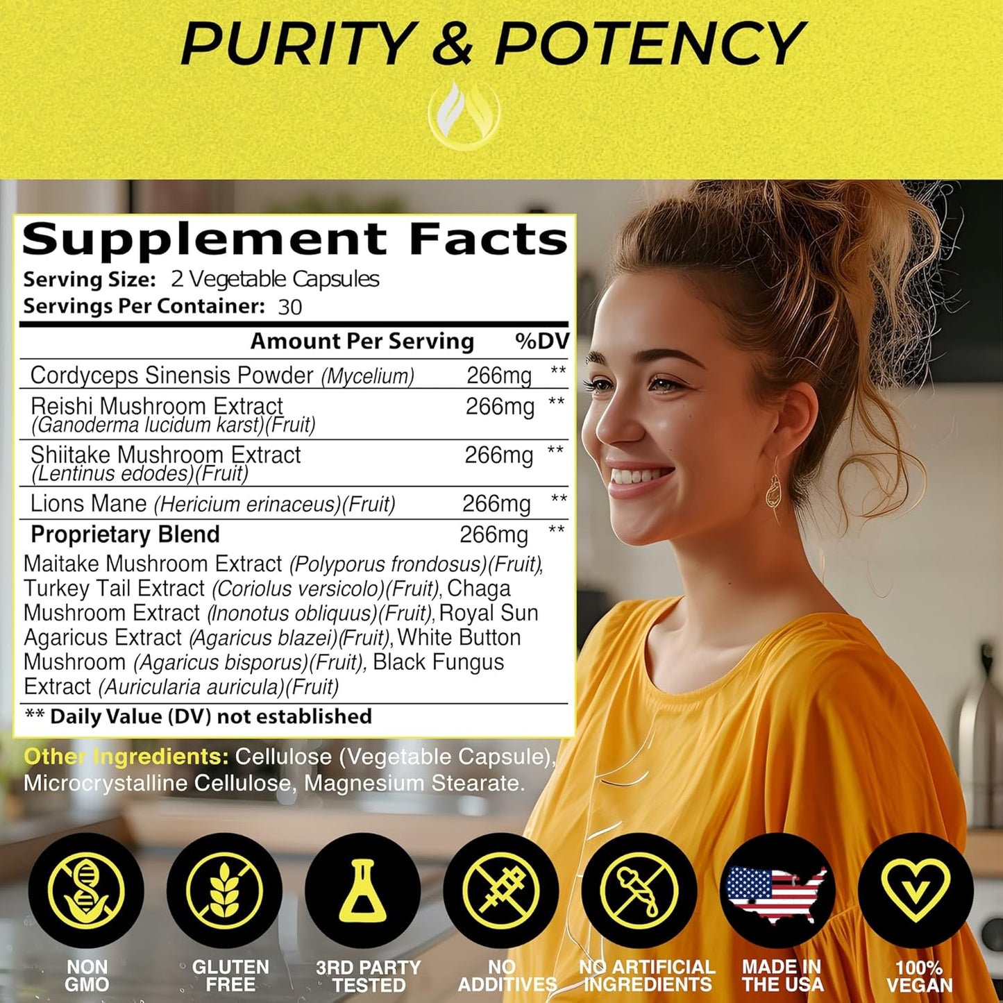 ENCLARE NUTRITION 10-in-1 Mushroom Supplement for Immune Support and Brain Boost with Lions Mane, Reishi, Cordyceps, and More