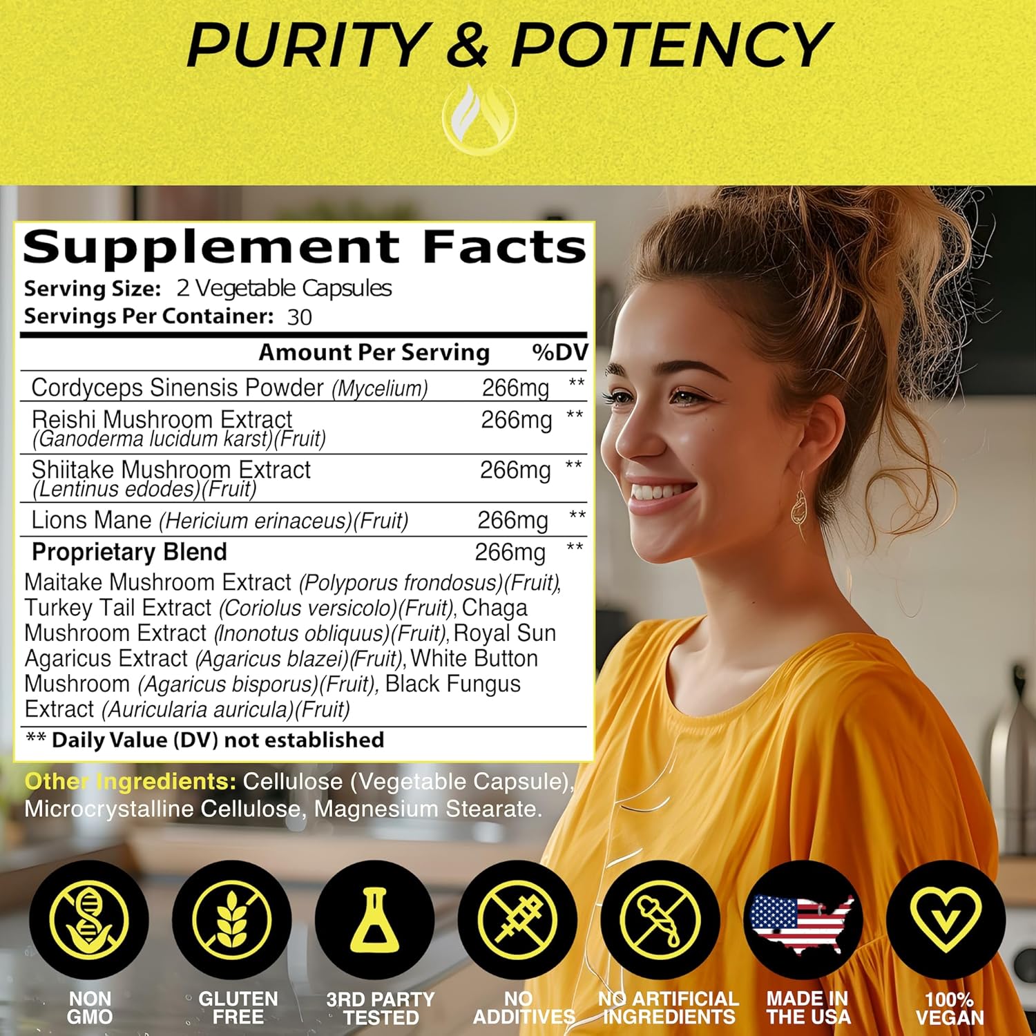 ENCLARE NUTRITION 10-in-1 Mushroom Supplement for Immune Support and Brain Boost with Lions Mane, Reishi, Cordyceps, and More