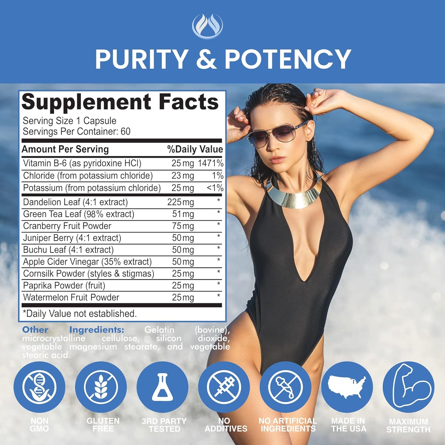 Enclare Nutrition Watershed Max Strength Water Pills for Diuretic Relief and Detox - Liver, Kidney, Weight Management - 1 Bottle