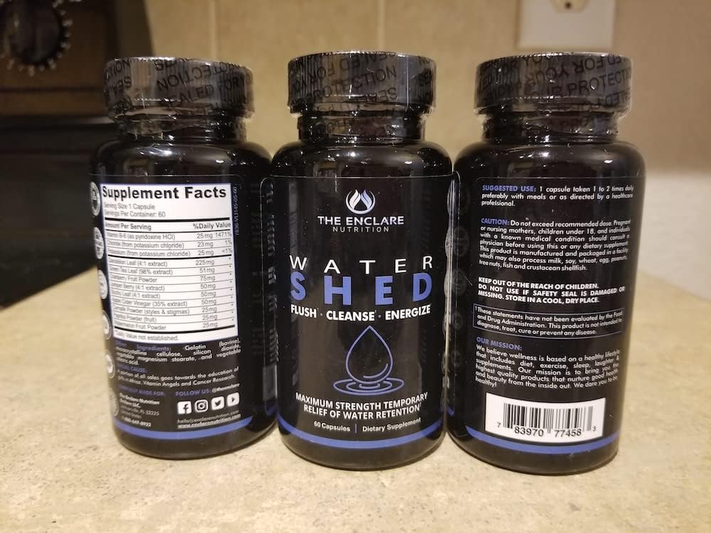 Enclare Nutrition Watershed Max Strength Water Pills for Diuretic Relief and Detox - Liver, Kidney, Weight Management - 1 Bottle