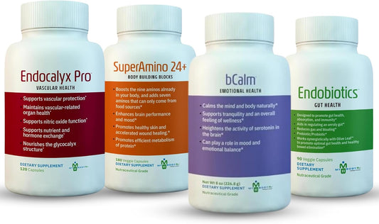 Endocalyx Pro Vascular & Glycocalyx Support with SuperAmino 24+ Amino Acid Supplements, bCalm Vitamin B8 inositol, and Endobiotics Gut Digestive Support