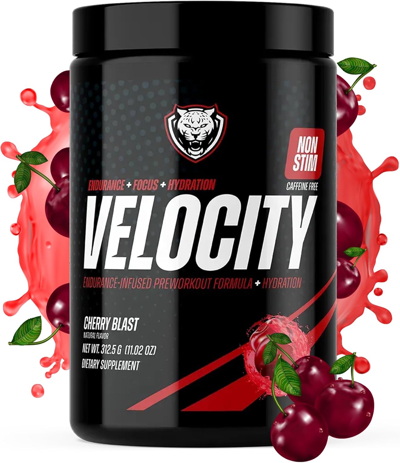 Endurance-Infused 6AM Run Velocity Non-Stim Pre-Workout for Runners, Cherry Blast Flavor, 25 Servings