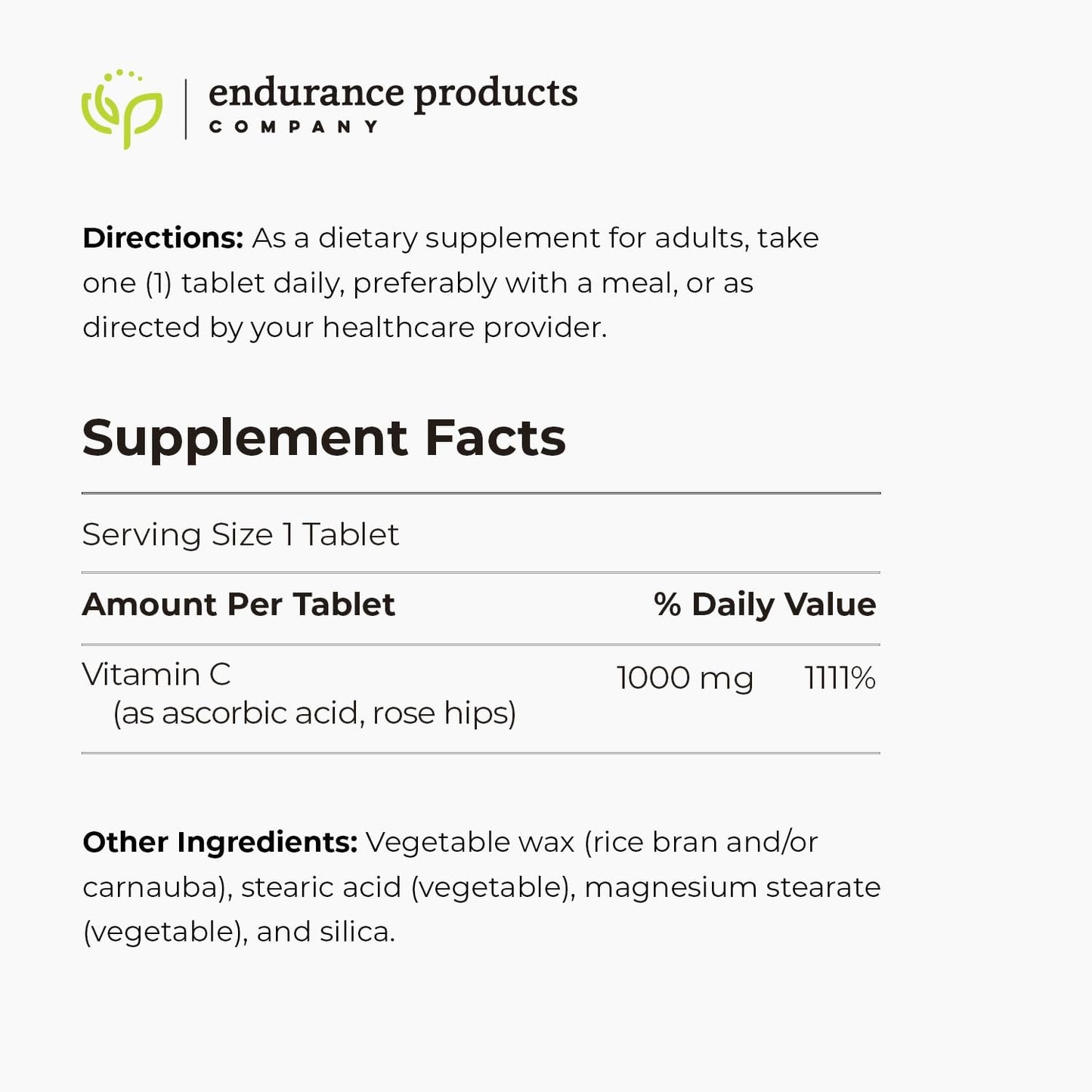 Endurance Products EndurC Time Release Vitamin C Supplement Tablets - 1000mg, 300 Tablets with Rose HIPS for Optimal Absorption
