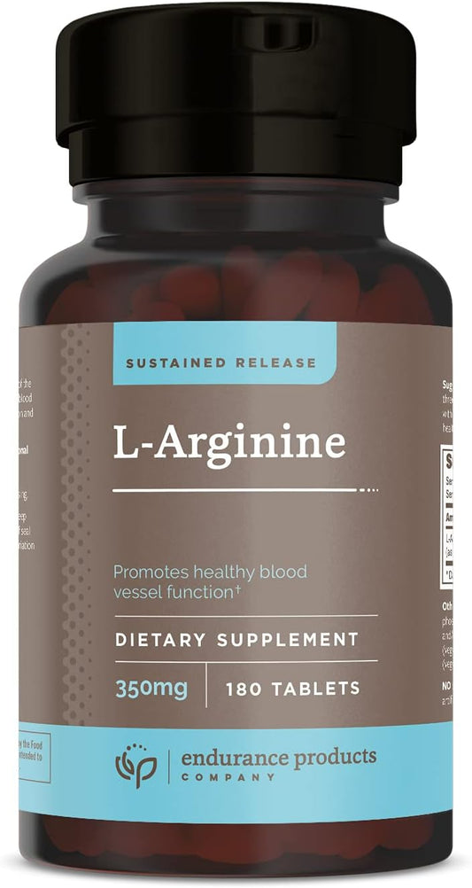 Endurance Products L-Arginine 350mg Sustained Release Tablets for Optimal Nitric Oxide Production - 180 Count