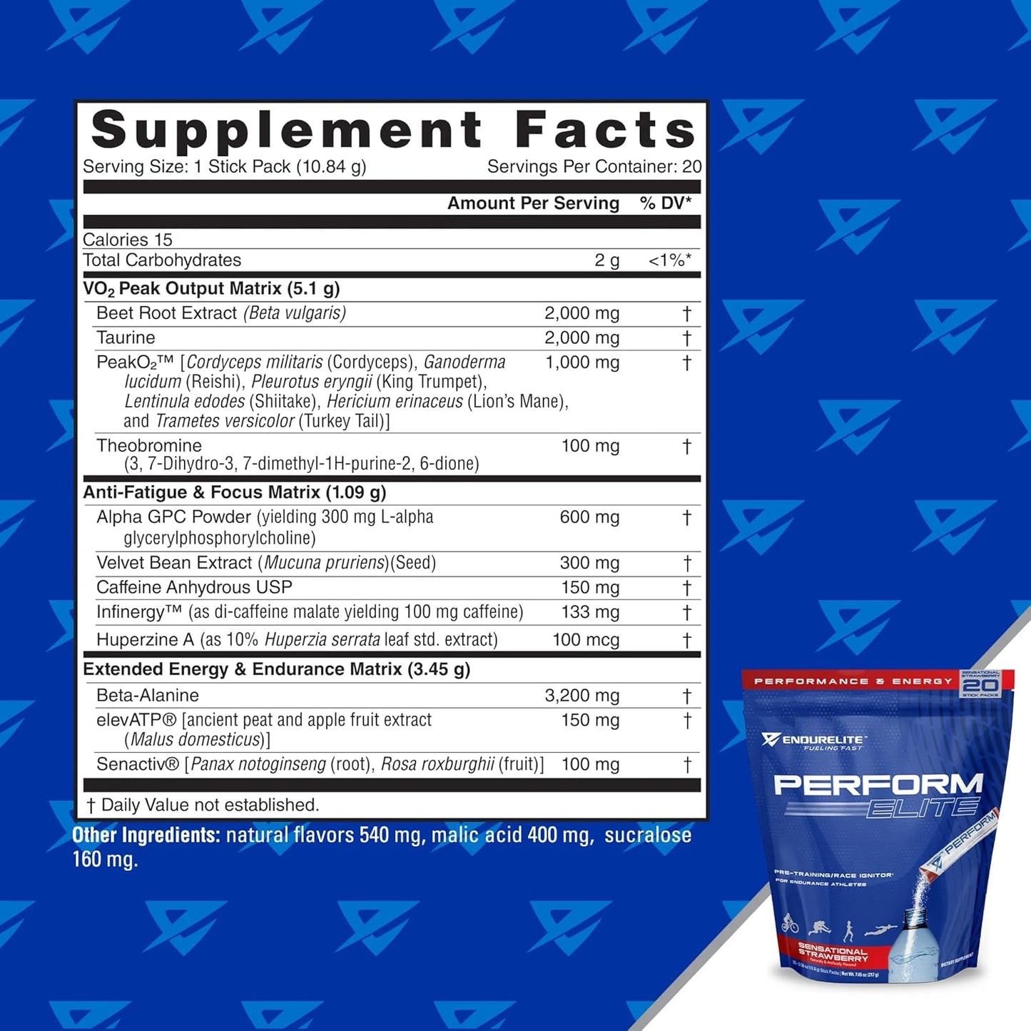 EndurElite Perform Elite Pre-Workout Powder - 20 Servings, Strawberry Flavor - Supplement for Endurance Athletes