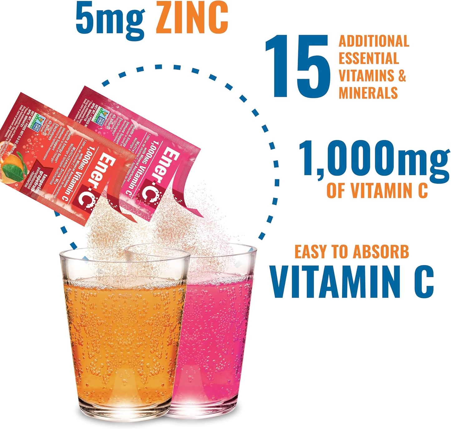 Ener-C Variety Pack Multivitamin Drink Mix Powder with Vitamin C 1000mg & Electrolytes - Natural Energy & Immune Support - Non-GMO Vegan & Gluten Free - 60 Count
