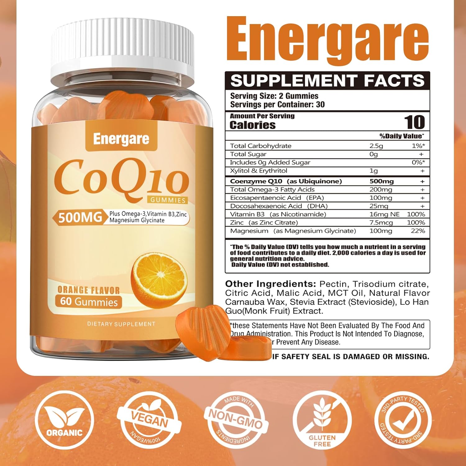 Energare CoQ10 500mg Gummies - Pack of 1