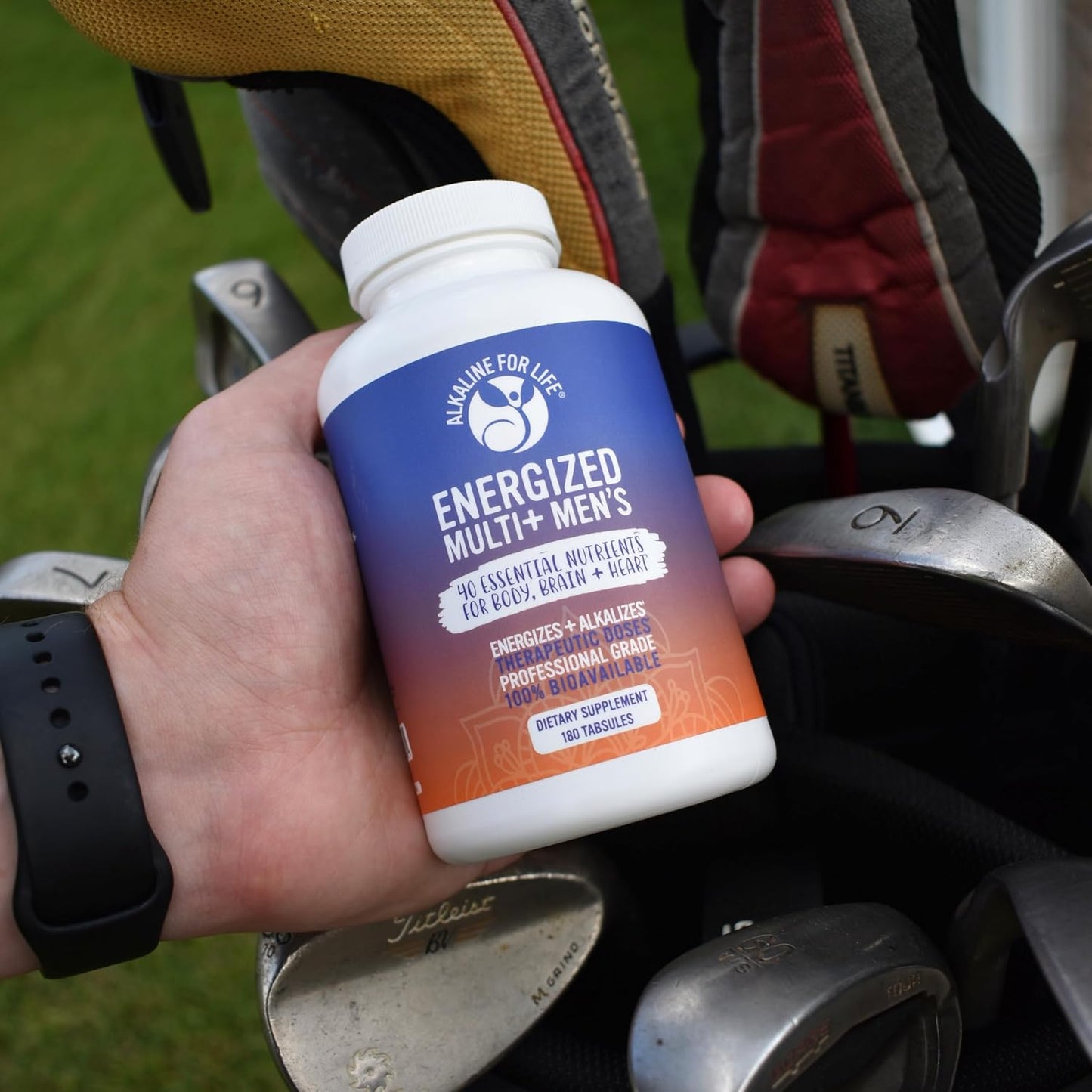 Energized Multi Men's Alkaline Vitamins - Potent Multivitamin with 40 Nutrients, B Complex, Vitamin D, C, K, Zinc, Quercetin, Calcium, Magnesium