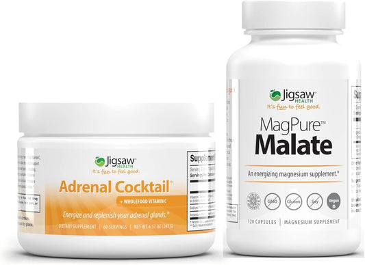 Energizing Magnesium Malate Bundle | Jigsaw Adrenal Cocktail & MagPure Malate | 120 Capsules