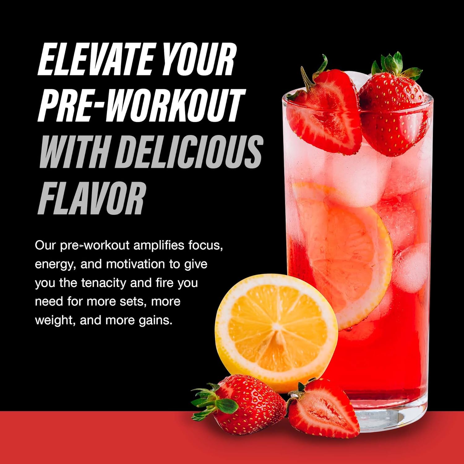 Energizing Pre Workout Powder for Peak Performance - Sugar-Free Blend with l Theanine, Beta-Alanine, and B-Vitamins - Strawberry Lemon Flavor for Men & Women