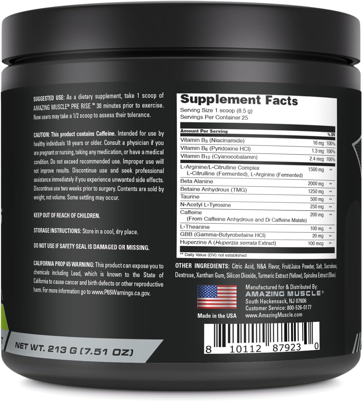 Energizing Pre-Workout Powder with Caffeine & Beta-Alanine - 25 Servings, Lemon Lime Flavor for Men & Women