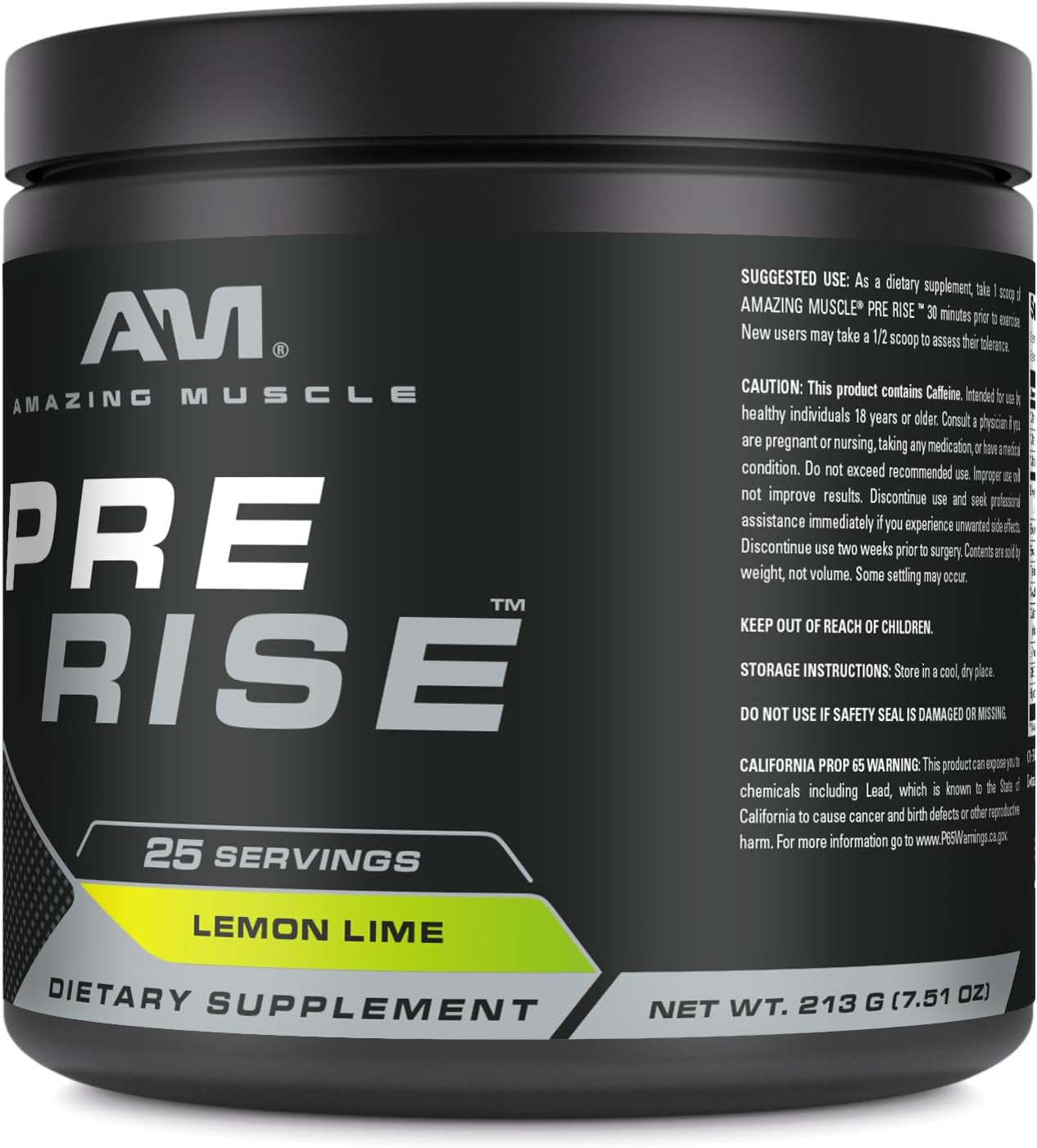 Energizing Pre-Workout Powder with Caffeine & Beta-Alanine - 25 Servings, Lemon Lime Flavor for Men & Women