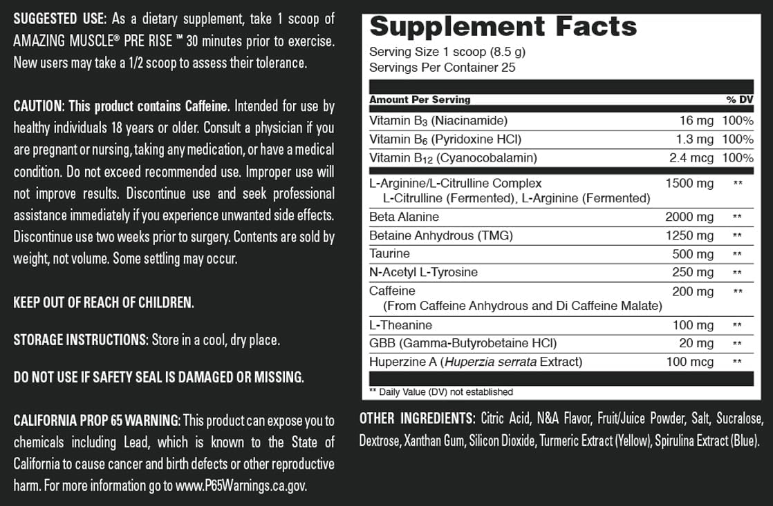 Energizing Pre-Workout Powder with Caffeine & Beta-Alanine - 25 Servings, Lemon Lime Flavor for Men & Women