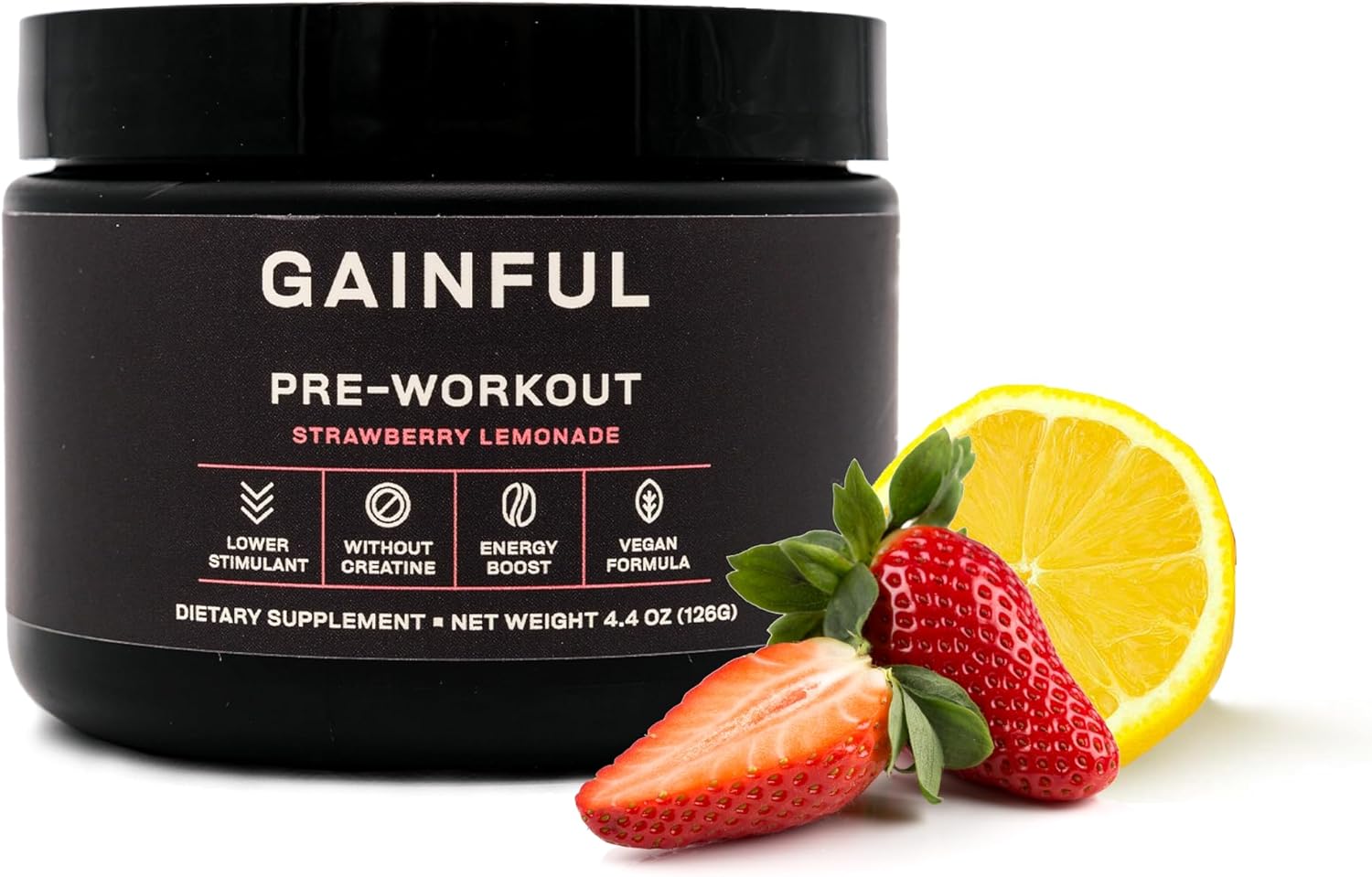 Energizing Pre Workout Powder with L Theanine, L Citrulline, Beta Alanine, BCAA's, 14 Servings, Strawberry Lemonade Flavor