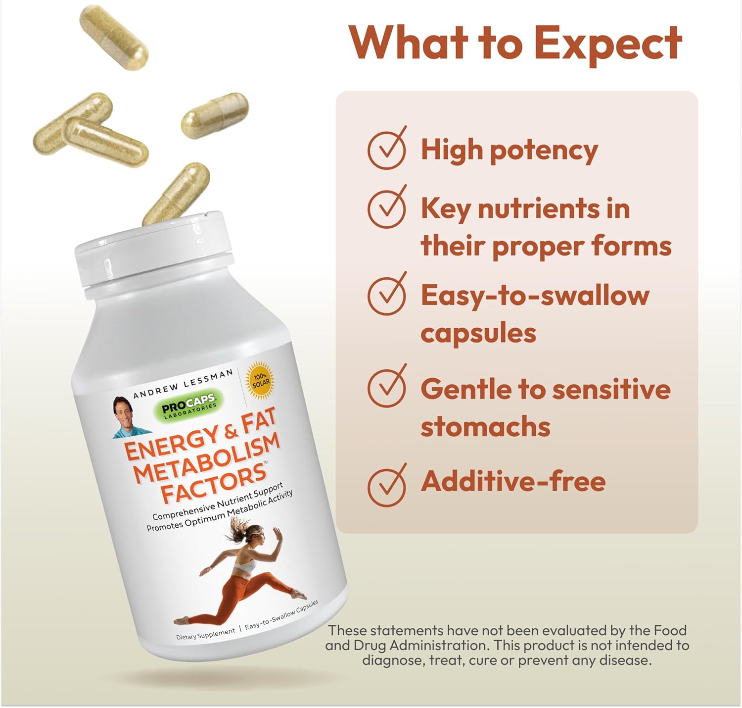 Energy and Fat Metabolism Support Capsules with Carnitine, Green Tea, Guarana, Ginseng, B-Complex - 30 Easy-to-Swallow Capsules