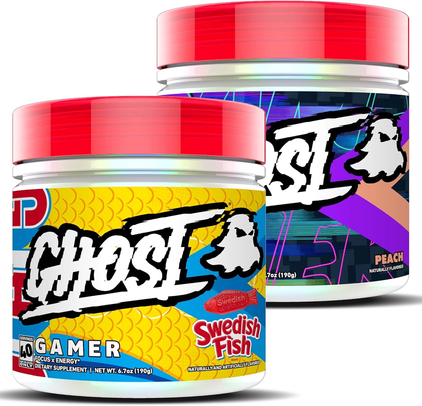 Energy and Focus Support Formula Bundle - Peach and Swedish Fish Flavor by GHOST Gamer