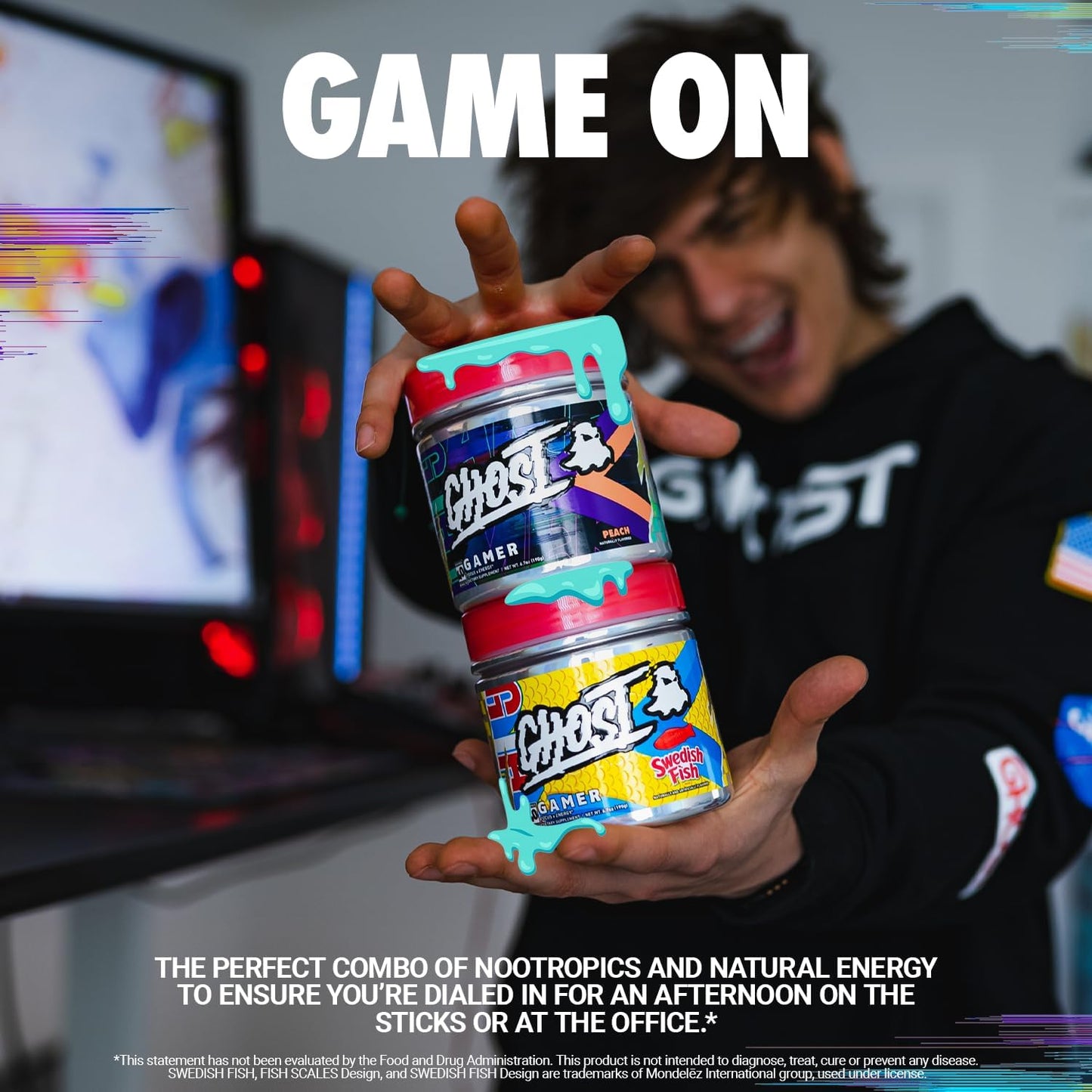 Energy and Focus Support Formula Bundle - Peach and Swedish Fish Flavor by GHOST Gamer