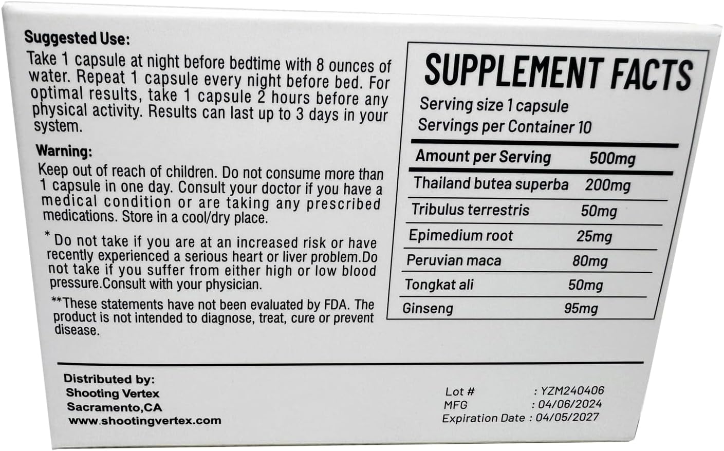 Energy and Vitality Boost with Shooting Vertex Nutrition - Natural Extracts (Introductory Offer - 10 Pack)