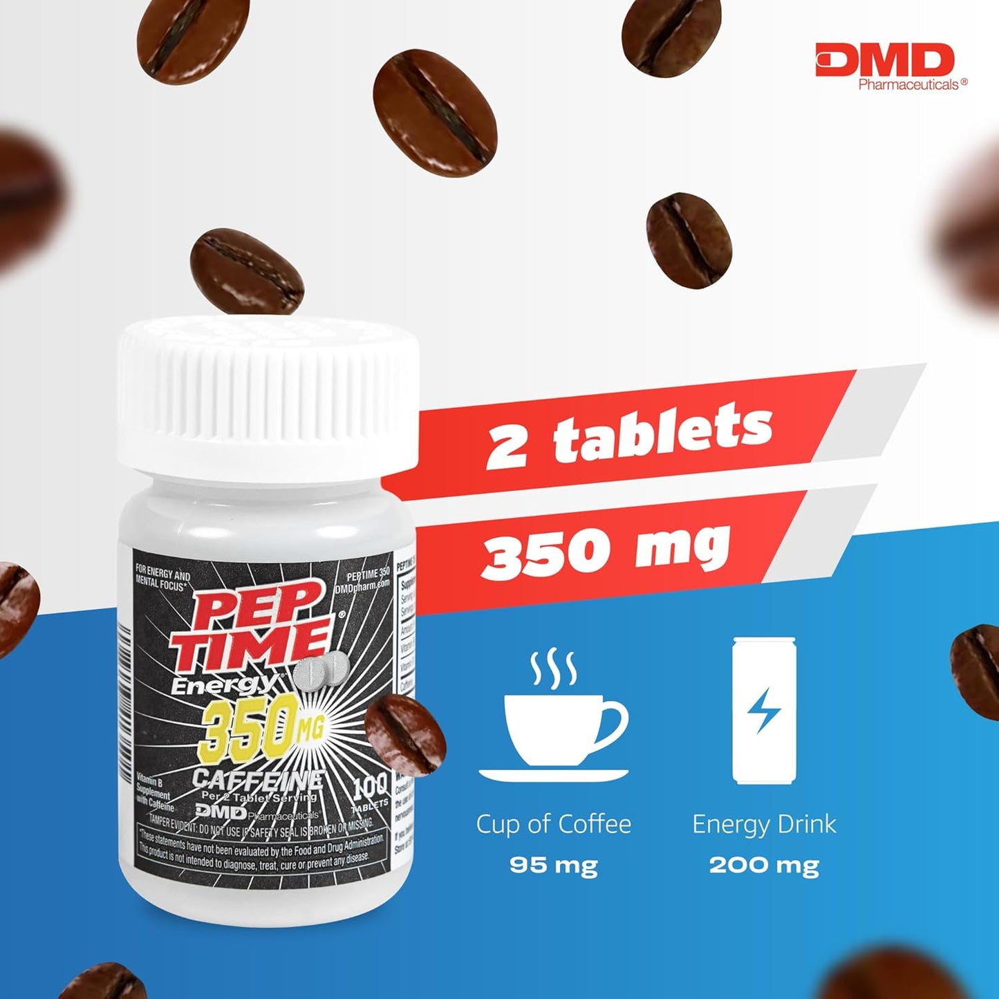Energy Boosting Caffeine Pills with Vitamin B6 & B12 for Focus & Performance, 100 Tablets