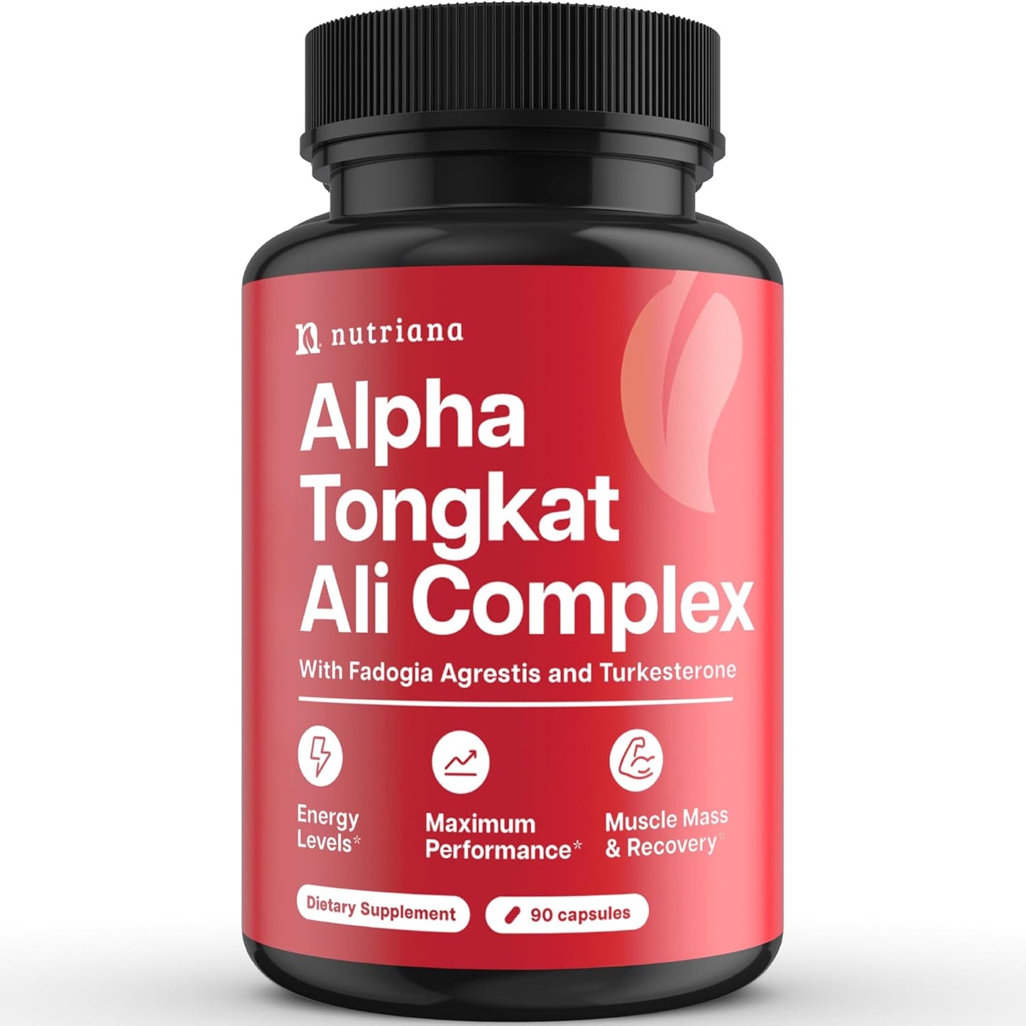 Energy Boosting Complex for Men - Nutriana Longjack Tongkat Ali Fadogia Agrestis & Turkesterone - 90 Capsules, 600mg