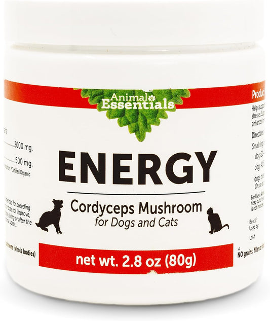 Energy-Boosting Cordyceps Mushroom Supplement for Pets - Enhances Stamina & Respiratory Health, Antioxidant Support - 2.8 Oz