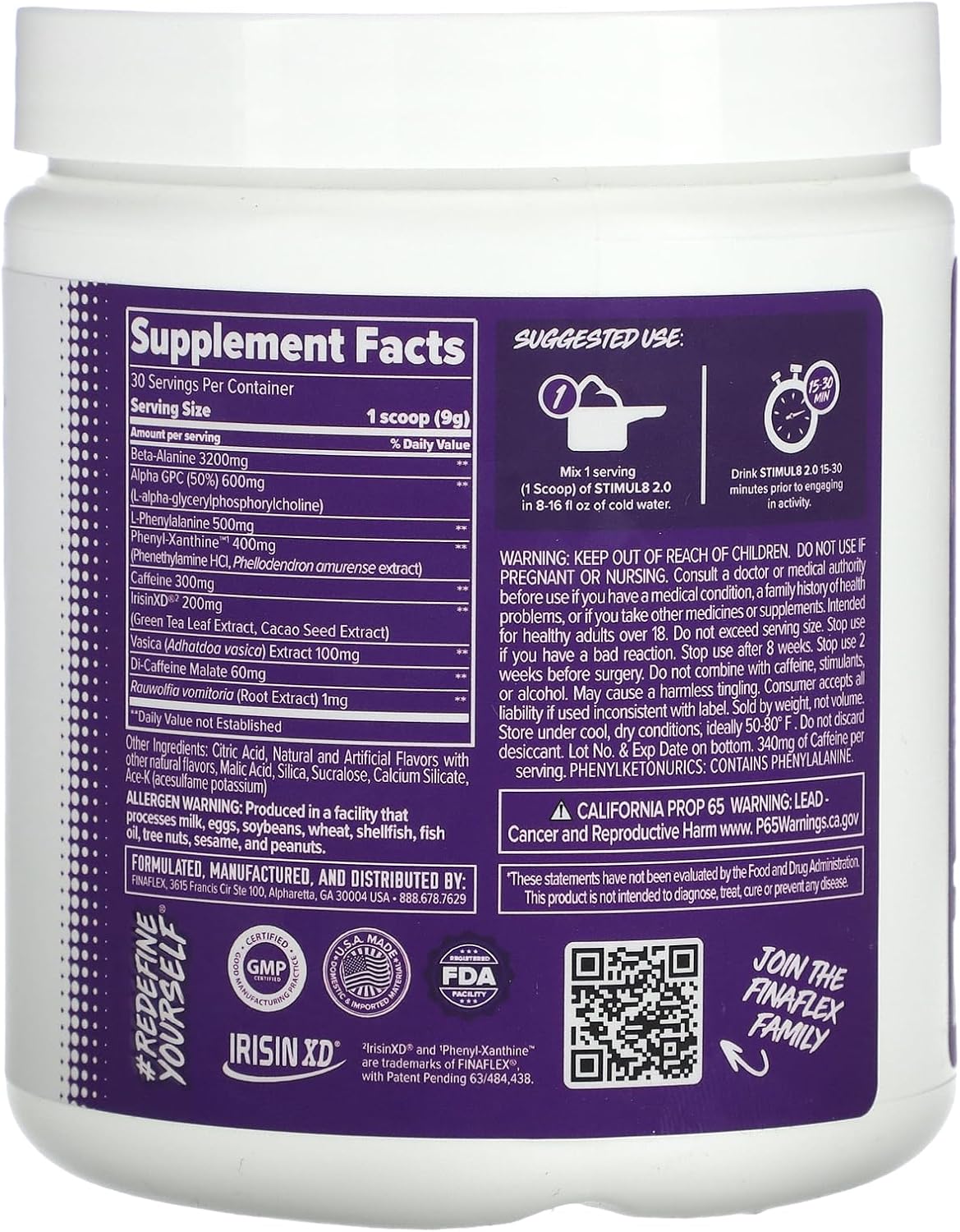 Energy-Boosting FINAFLEX STIMUL8 2.0 Pre Workout Rainforest Punch Formula - Enhances Focus & Strength - Includes Beta-Alanine, Alpha GPC, Caffeine - 30 Servings