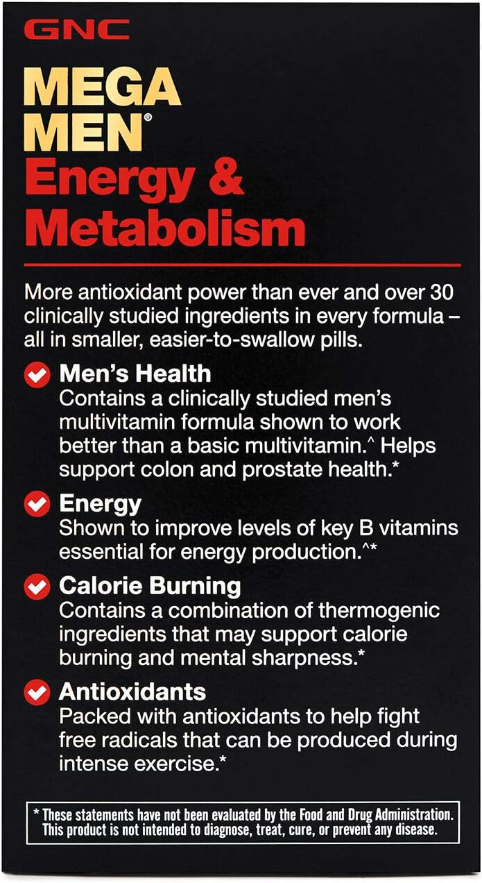 Energy-Boosting GNC Mega Men Multivitamin for Improved Metabolism and Calorie Burning | 90 Count