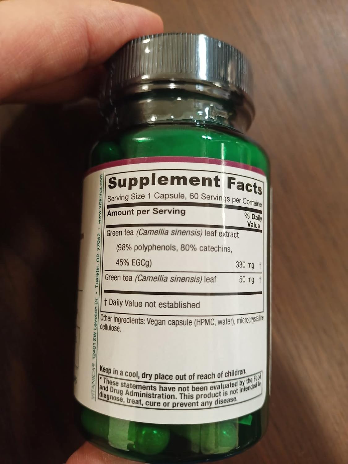 Energy-Boosting Green Tea Extract Capsules with High EGCG, Polyphenols, and Catechins - Vegan Antioxidant and Immune Support - 60 Capsules