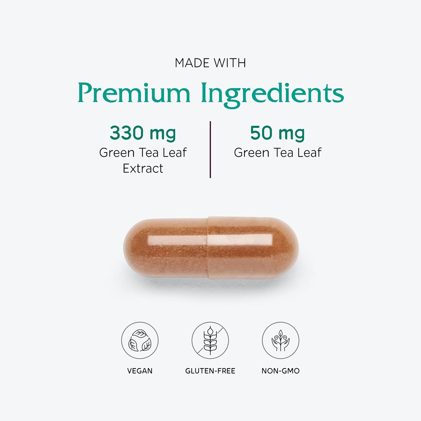 Energy-Boosting Green Tea Extract Capsules with High EGCG, Polyphenols, and Catechins - Vegan Antioxidant and Immune Support - 60 Capsules